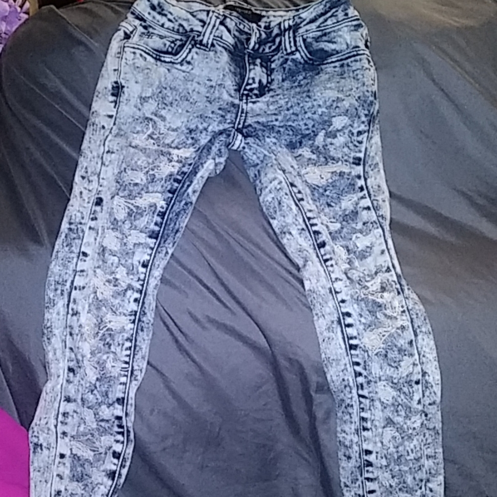 Forever21 Distressed acid washed jeans